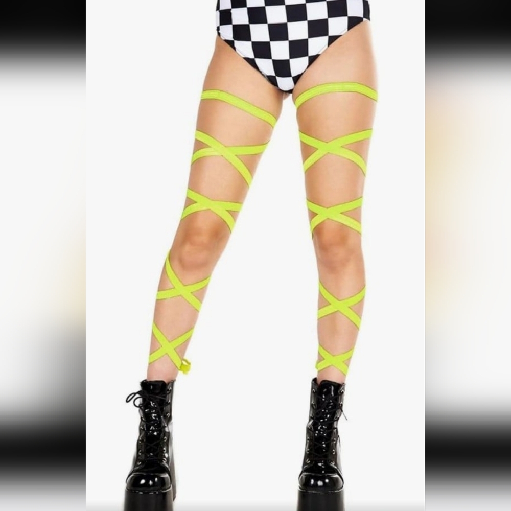 2Pcs Rave Leg Wrap for Women - Halloween Festival Neon Outfit Elastic Non-Slip